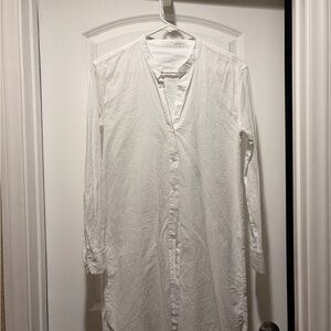 James Perse Shirt Dress Women's Size 1 White 100%Cotton Long Sleeve